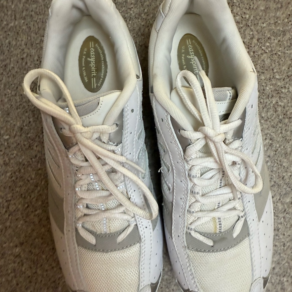 Easy Spirit White and Gray Sneakers